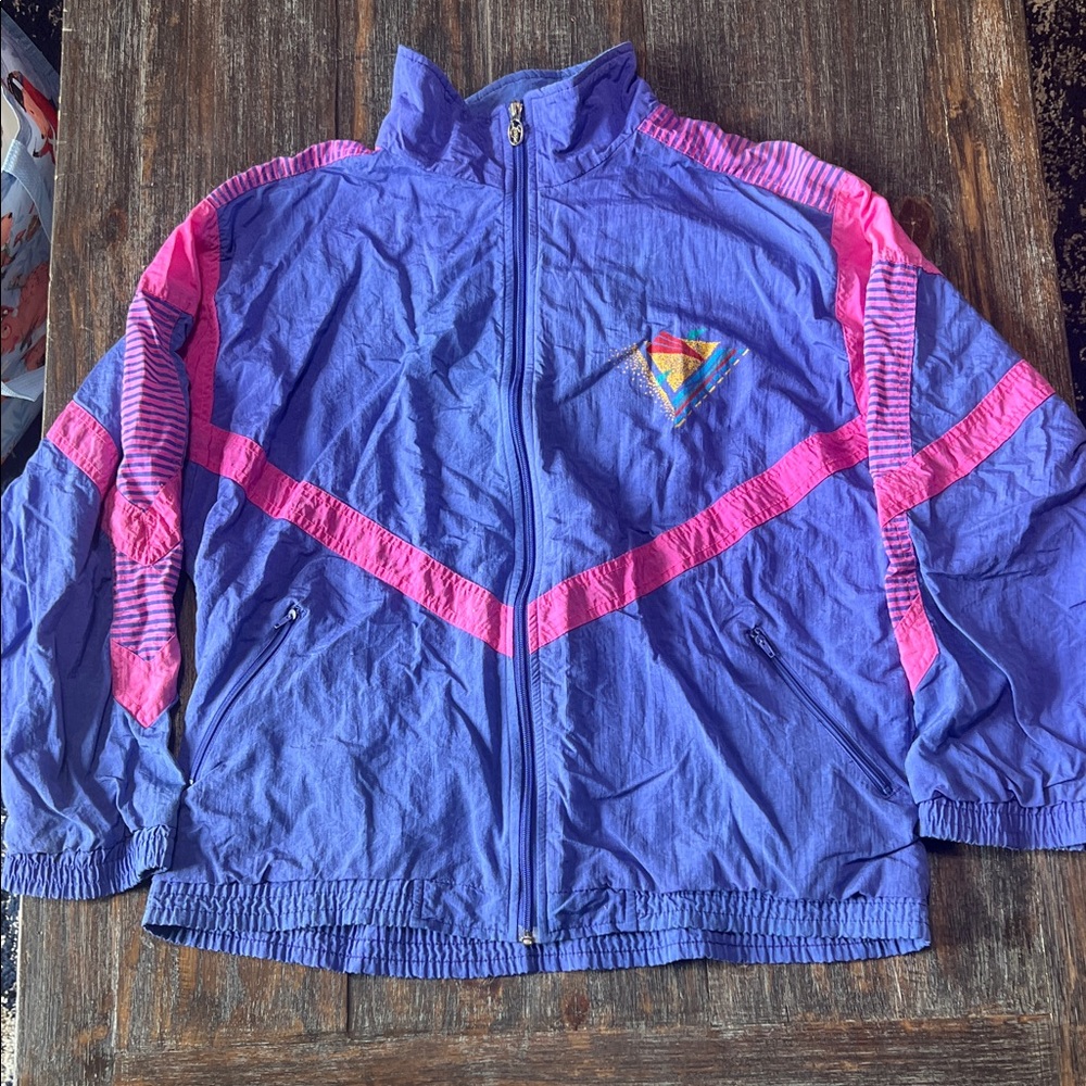 Retro Purple and Pink Women's Windbreaker Jacket Vintage
